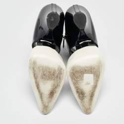 Chanel Black Patent Leather Cut Out Ankle Boots Size 39