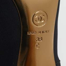 Pre Owned Chanel Black Glitter and Nylon Cap Toe Ankle Length Boots Size 38