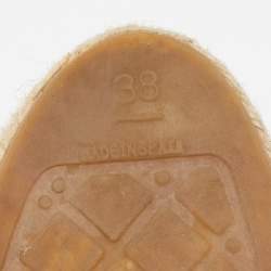 Chanel Beige/Black Leather CC Cap Toe Espadrille Flats Size 38