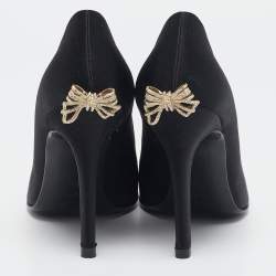 Chanel Black Satin Bow Embellished Pumps Size 39