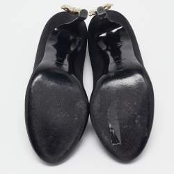 Chanel Black Satin Bow Embellished Pumps Size 39