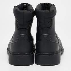 Chanel Black Leather and Nylon CC Ankle Length Boots Size 39