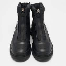 Chanel Black Leather and Nylon CC Ankle Length Boots Size 39