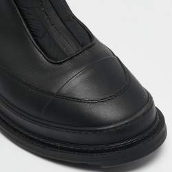 Chanel Black Leather and Nylon CC Ankle Length Boots Size 39