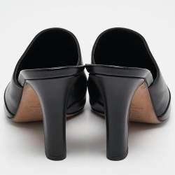 Chanel Black Leather CC Cap Toe Mule Sandals Size 38