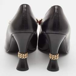 Chanel Black Leather Embellished Pumps Size 37