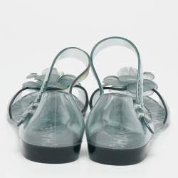 Chanel Transparent Jelly Ankle Strap Flat Sandals Size 39