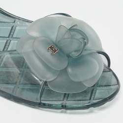 Chanel Transparent Jelly Ankle Strap Flat Sandals Size 39