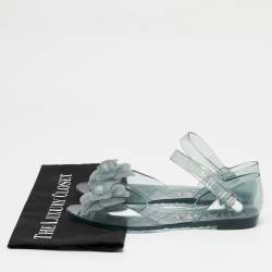 Chanel Transparent Jelly Ankle Strap Flat Sandals Size 39