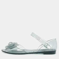 Chanel Transparent Jelly Ankle Strap Flat Sandals Size 39