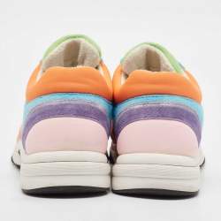 Pre Owned Chanel Multicolor Suede and Felt Fabric CC Low-Top Sneakers Size 39