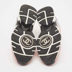 Pre Owned Chanel Multicolor Suede and Felt Fabric CC Low-Top Sneakers Size 39