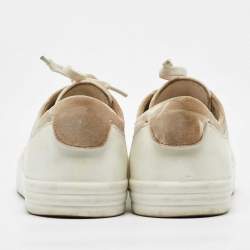 Chanel White/Cream Rubber and Velvet CC Low Top Sneakers Size 36
