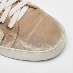 Chanel White/Cream Rubber and Velvet CC Low Top Sneakers Size 36