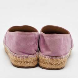 Pre Owned Chanel Pink Suede CC Cap Toe Espadrille Flats Size 37