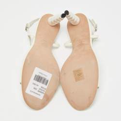 Chanel  Cream Patent Crystal Embellished Slingback Sandals Size 40