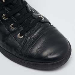 Pre Owned Chanel Black Leather CC High Top Sneakers Size 39.5