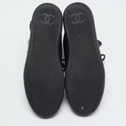 Pre Owned Chanel Black Leather CC High Top Sneakers Size 39.5