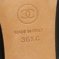 Pre Owned Chanel Black Leather Interlocking CC Logo Mules Size 36.5