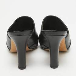 Pre Owned Chanel Black Leather Interlocking CC Logo Mules Size 36.5