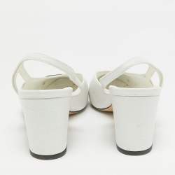 Chanel White/Black Croc Embossed and Patent CC Slingback  Pumps Size 39