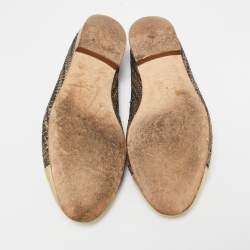 Pre Owned Chanel Tricolor Raffia and Leather CC Cap Toe Bow Ballet Flats Size 37.5