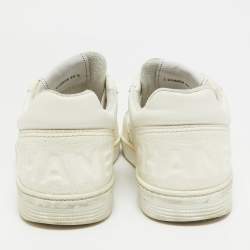 Pre Owned Chanel White Perforated Leather CC Low Top Sneakers Size 39.5
