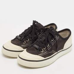 Chanel Black Canvas CC Cap Top Lace Up Sneakers Size 38