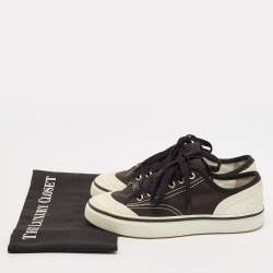 Chanel Black Canvas CC Cap Top Lace Up Sneakers Size 38