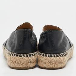 Chanel Black Leather CC Cap Toe Espadrille Flats Size 39