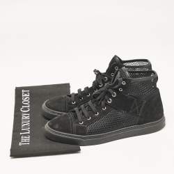 Pre Owned Chanel Black Suede and Mesh High Top Sneakers Size 39