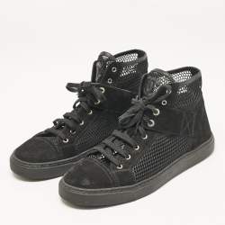 Pre Owned Chanel Black Suede and Mesh High Top Sneakers Size 39