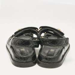 Chanel Black Leather Dad Slingback Sandals Size 36