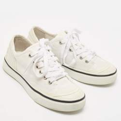 Pre Owned Chanel White Canvas and Rubber Low Top Sneakers Size 38
