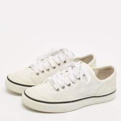 Pre Owned Chanel White Canvas and Rubber Low Top Sneakers Size 38