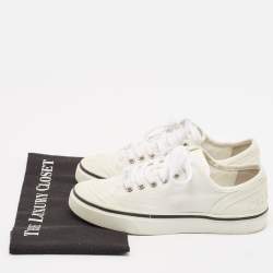 Pre Owned Chanel White Canvas and Rubber Low Top Sneakers Size 38