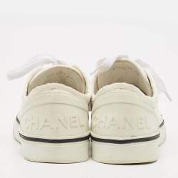 Pre Owned Chanel White Canvas and Rubber Low Top Sneakers Size 38