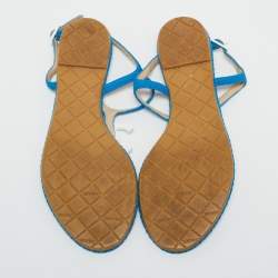 Chanel Blue Fabric CC Logo Thong Flats Size 39