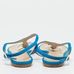 Chanel Blue Fabric CC Logo Thong Flats Size 39