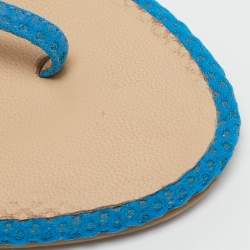 Chanel Blue Fabric CC Logo Thong Flats Size 39