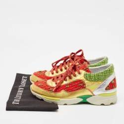 Chanel Multicolor Tweed and Leather CC Low Top Sneakers Size 38