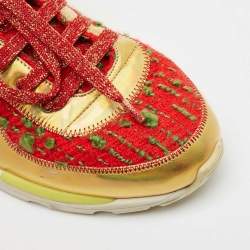 Chanel Multicolor Tweed and Leather CC Low Top Sneakers Size 38