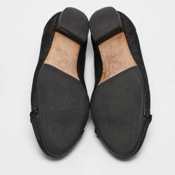 Pre Owned Chanel Brown/Black Textured Suede CC Cap Toe Ballet Flats Size 38