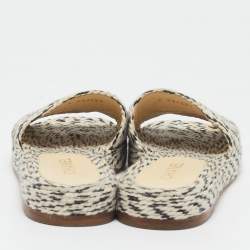Pre Owned Chanel Two Tone Rope and Patent CC Slides Size 38