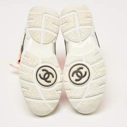 Chanel Tricolor Suede and Nylon CC High Top Sneakers Size 37.5