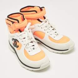 Chanel Tricolor Suede and Nylon CC High Top Sneakers Size 37.5