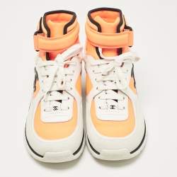 Chanel Tricolor Suede and Nylon CC High Top Sneakers Size 37.5