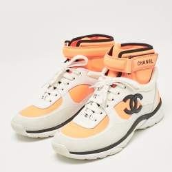 Chanel Tricolor Suede and Nylon CC High Top Sneakers Size 37.5