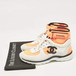 Chanel Tricolor Suede and Nylon CC High Top Sneakers Size 37.5