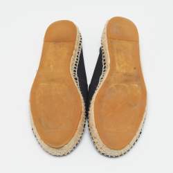 Pre Owned Chanel Black Satin CC Cap Toe Espadrille Flats Size 41
